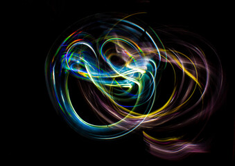 Abstract lines of colors. Art made with color light. Resource for designers.