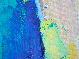 Wet paint brush strokes and palette knife splashes texture wallpaper. Closeup creativity contemporary concept background.