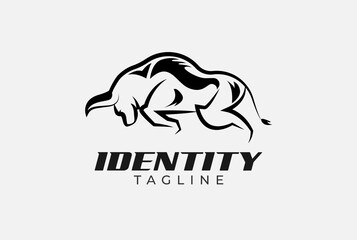 bull logo, flat design logo template, vector illustration