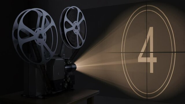 Movie projector with film reel
