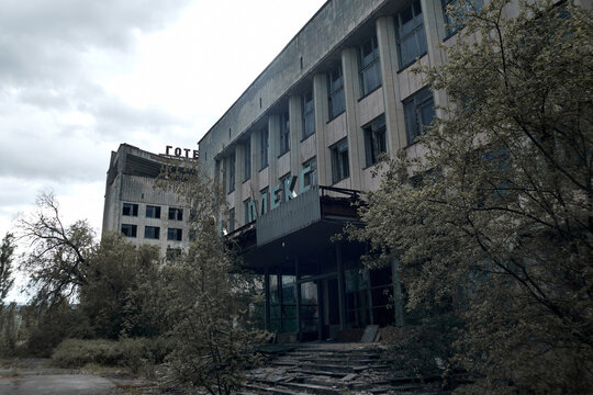 abandoned woodland hotel in Pripyat, Chernobyl, Ukraine