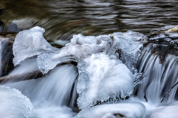 cascades in river raab in winter, austria