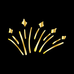 Firework hand drawn black background. Spark firework doodle. Vector illustration