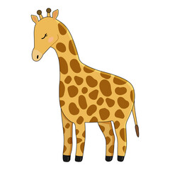 Giraffe vector cartoon illustration. Cute giraffe isolated on white background. Great for icon, symbol, card, children's book