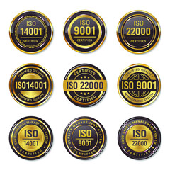 set of Iso certification badge - obrazy, fototapety, plakaty
