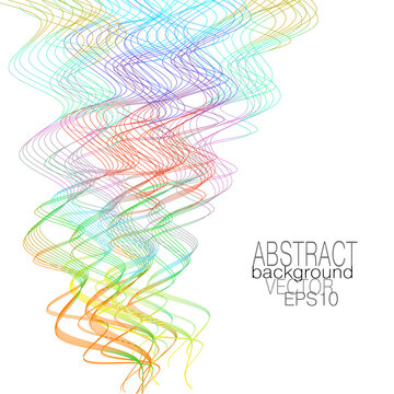 Holiday multicolored serpentine, paper streamers imitation. Thin squiggle curves. Line art zigzag pattern. Vector abstract design. Wavy, chaotic strokes. Template for creative concept, giftcard. EPS10