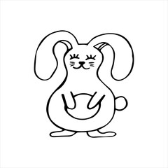 Cute bunny for easter design. Hand drawn vector illustration. hand drawn illustration in doodle style for poster, banner, print, decoration kids playroom or greeting card. Rabbit icon.