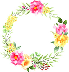 Naklejka na ściany i meble beautiful rose flower wreath bouquet set 