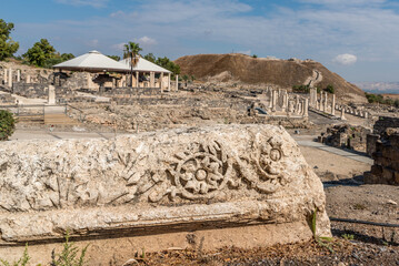 Overview of bath house area at Beit She`an ancient ruins in Israel