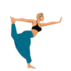 illustration of isolated a girl practising yoga on white background