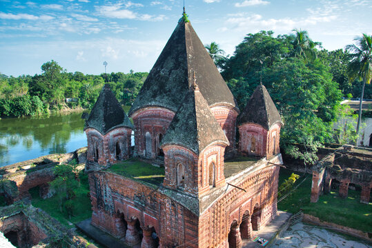 Govinda Mandir temple in Puthia is decorated with terracotta plaques