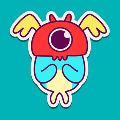 Naklejka premium cute monster cartoon doodle design for coloring, backgrounds, stickers, logos, symbol, icons and more