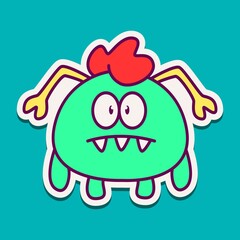 cute monster cartoon doodle design for coloring, backgrounds, stickers, logos, symbol, icons and more