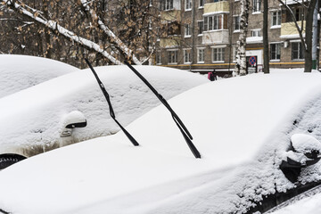 Snow storm in Moscow has created serious difficulties for motorists - 413834271