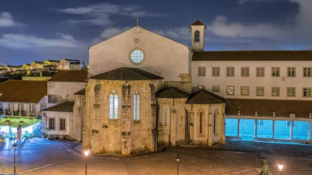 Cathedral in Odivelas, Portugal. Nice night view. District of Lisbon.
