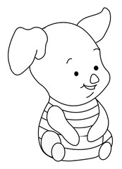 Editable Cartoon drawing black and white for coloring