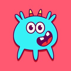 cute monster cartoon doodle design for coloring, backgrounds, stickers, logos, symbol, icons and more