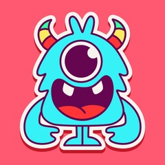 Fototapeta premium cute monster cartoon doodle design for coloring, backgrounds, stickers, logos, symbol, icons and more