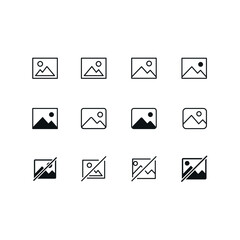 Picture Icon Set, No Photo Sign, Comming Soon Image, Gallery Icon - Vector