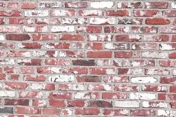 Beautiful brick background with old red bricks and bricks in white paint and brown bricks