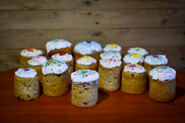 Easter Cakes - Traditional Kulich, Paska Easter Bread. Traditional Easter spring