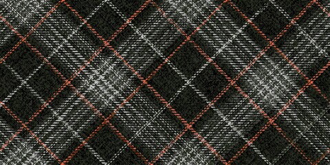 ragged grungy old fabric texture white stripes on black with red threads of traditional checkered gingham seamless diagonal ornament for plaid, tablecloths, shirts, tartan, clothes, dresses, bedding