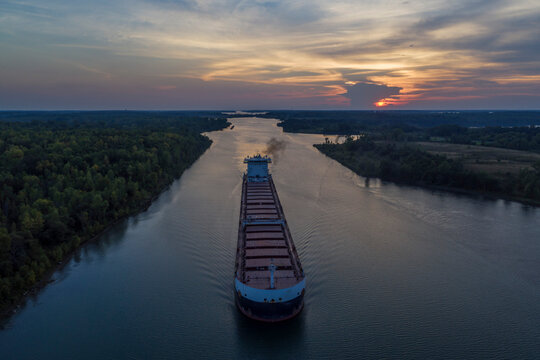 Commercial Container Ship, St. Lawrence Seaway, Massena, New York
