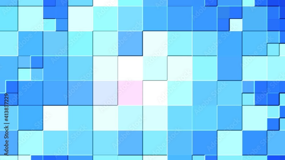 Poster abstract pixel block moving background retro style, pixelated 3d square blue