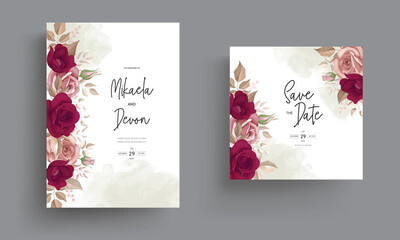 Beautiful floral wedding invitation card template design