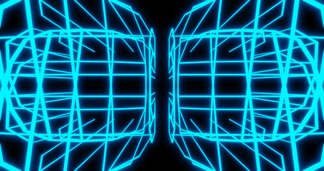 Render with abstract neon lines on black background