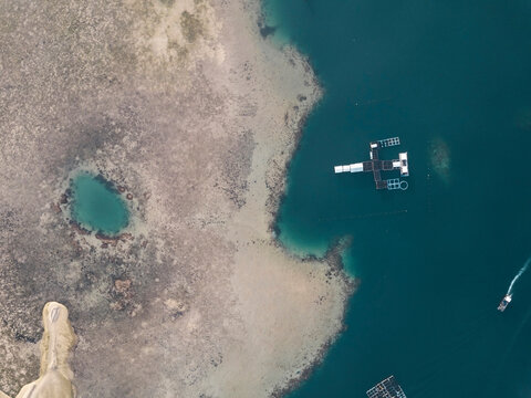 Aerial view of lobster farm
