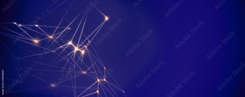 Sticker panoramic abstract dot and triangle connection, the world is connect and smaller concept, digital fu