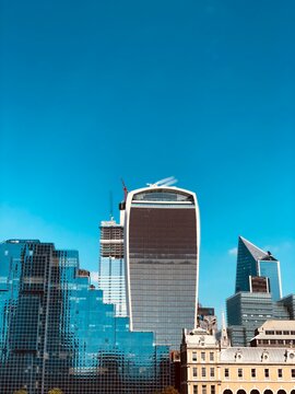Buildings of London City from rivers perspective