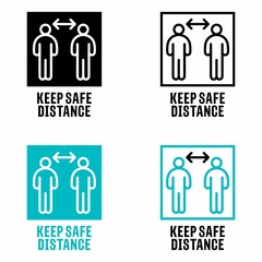 "Keep safe distance" warning and preventive information sign