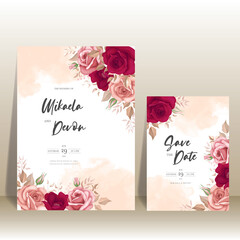 Beautiful floral wedding invitation card template design