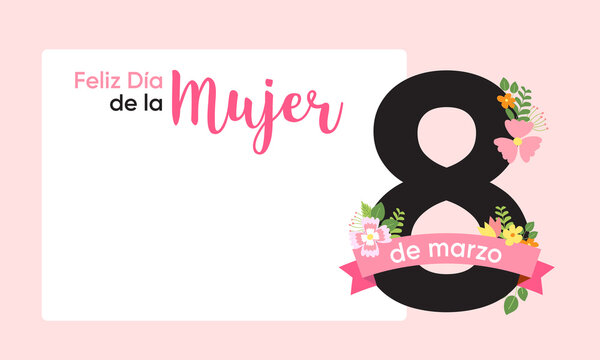 Marco Con Flores Y Espacio Para Texto Día De La Mujer  - 8 De Marzo