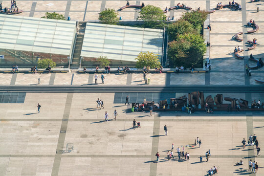 View of La defence from above with people