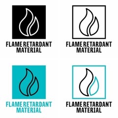 "Flame retardant material" fire resistant fabric information sign