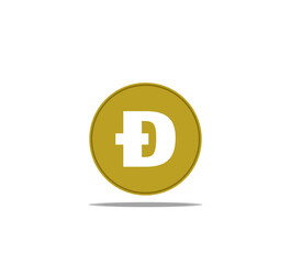DOGE cryptocurrency coin line, icon of virtual currency