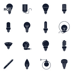 Set of Light Bulb icon. Light Bulb lamp pack symbol template for graphic and web design collection logo vector illustration
