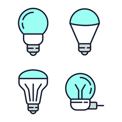 Set of Light Bulb icon. Light Bulb lamp pack symbol template for graphic and web design collection logo vector illustration