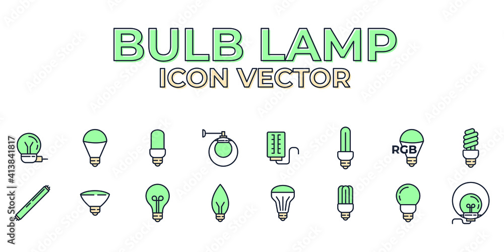 Poster set of light bulb icon. light bulb lamp pack symbol template for graphic and web design collection l