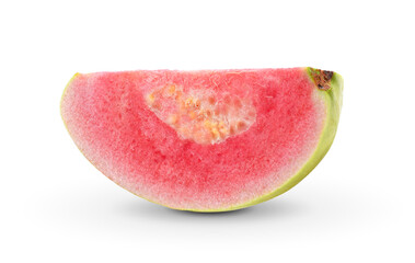 Pink Guava slice on white background