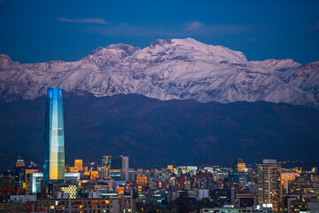elevated view of Santiago de Chile in the evening