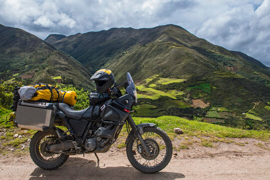 Touring motorbike in the mountains of Peru, Tarma, Junin, Peru