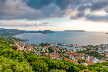 Kas Marina view from mountain at sunset