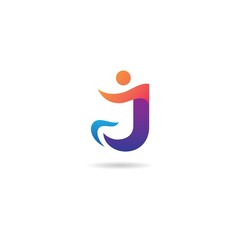 human with initial j logo design icon element template