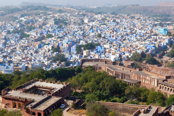 View of Jodhpur the blue city of Rajashtan, India