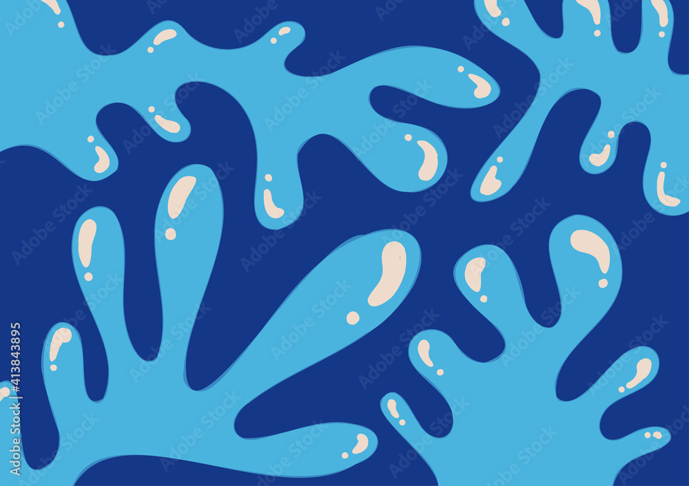 Poster abstract wavy style of blue splash style of template cartoon artwork. design for copy space of text 