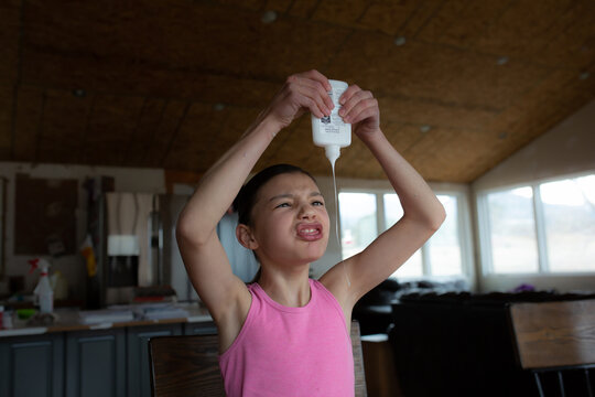 Kids making homemade slime